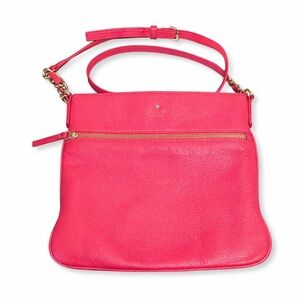 Kate Spade Pink Pebbled Leather Crossbody Bag Adjustable Strap Fushsia